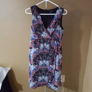 Banana Republic Black and Blue Patterned Midi Dress